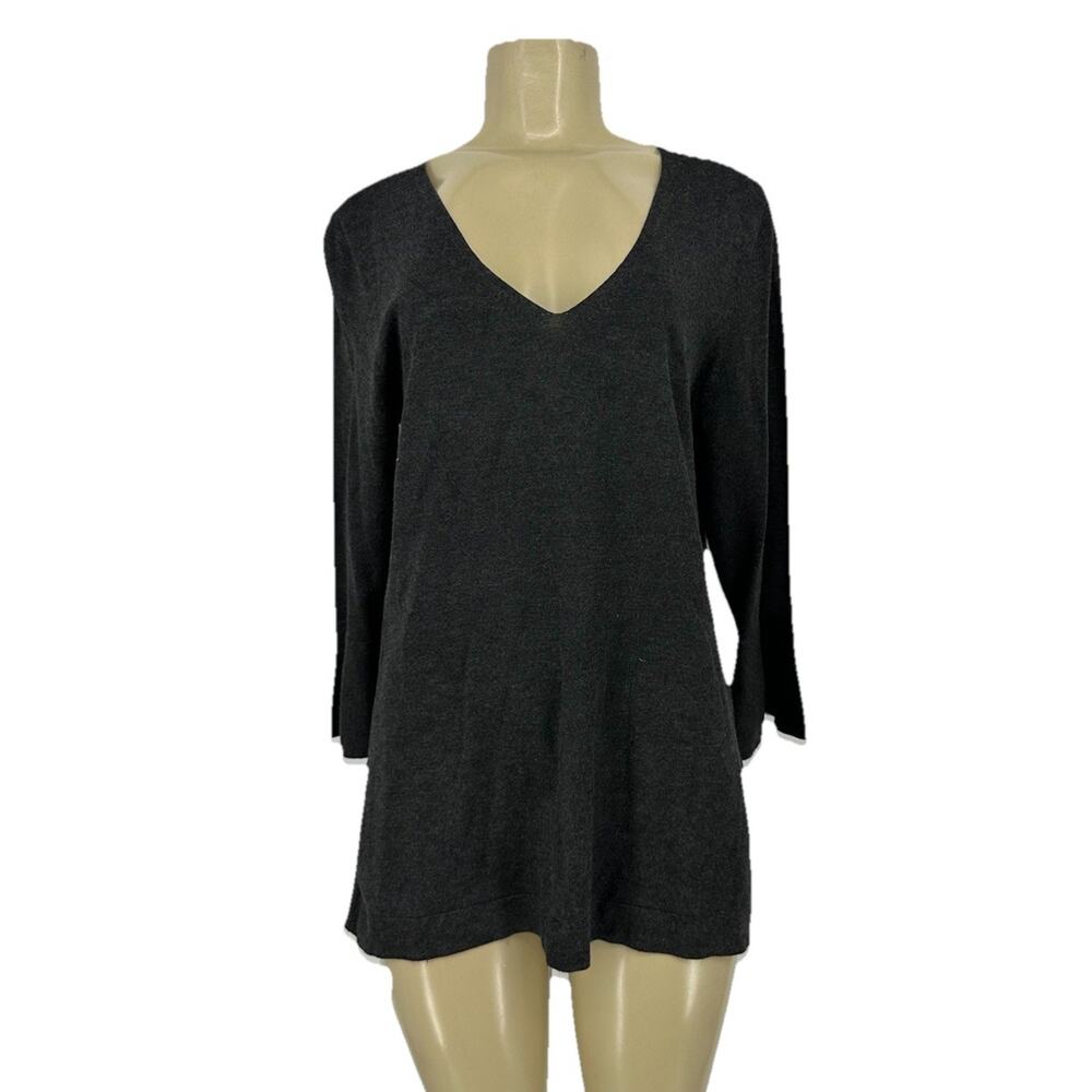 Robert Kitchen Medium Women Pullover V-neck Sweater Long Sleeve Side Slits 8-8